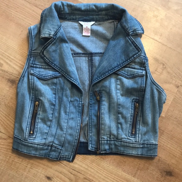 cropped jean vest